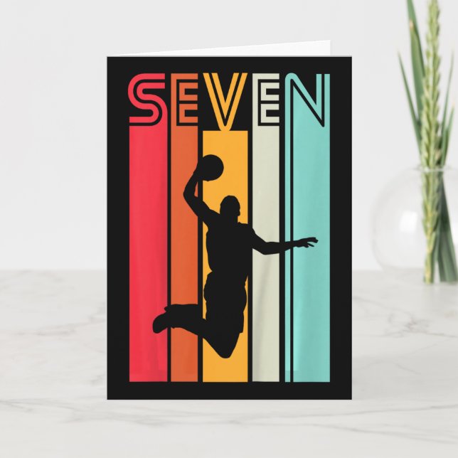 Kids 7th Birthday Bysketbyll Lover Gift 7 Years Ol Card (Front)