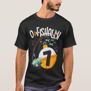 Kids 7th Birthday Fishing Theme For Boys And Girls T-Shirt
