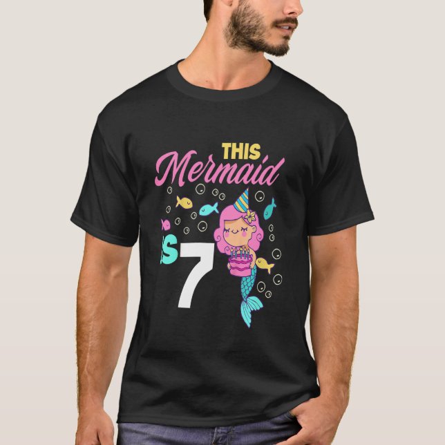 Kids 7th Birthday Girls Mermaid 7 Years Mermaids B T-Shirt (Front)