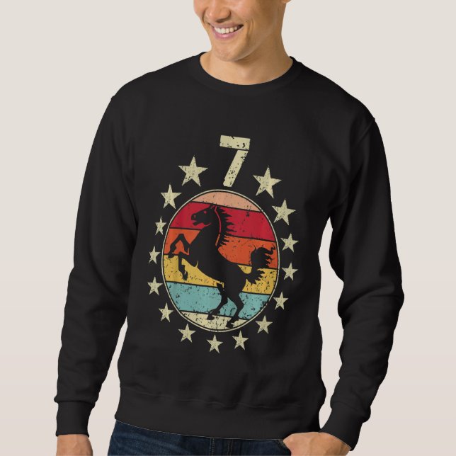 Kids 7th Birthday Horse Seventh 7 Year Old Birthda Sweatshirt (Front)