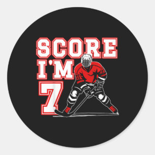 Kids 7th Birthday Ice Hockey Boy Seven Year Old Ic Classic Round Sticker