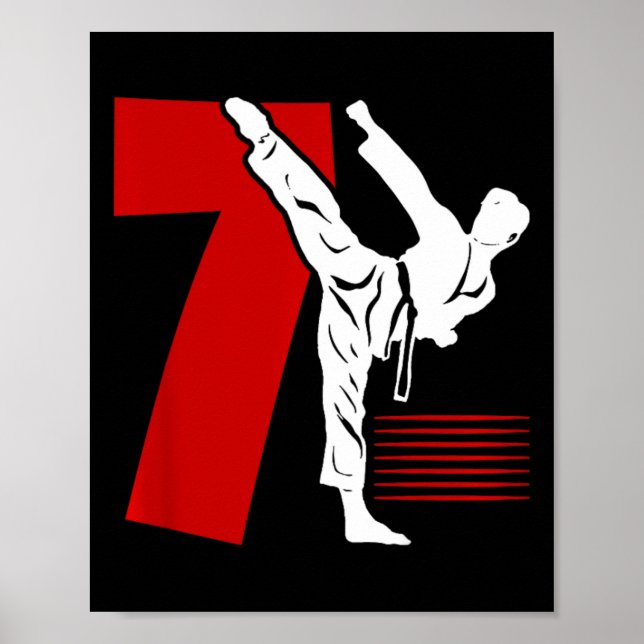 Kids 7th Birthday Karate 7 Year Old Karate Birthda Poster (Front)