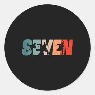 Kids 7th Birthday Karate Fighter 7 Year Old Girls Classic Round Sticker