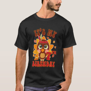 Kids 7th Birthday Outfit Girl Boy Little Turkey Bo T-Shirt