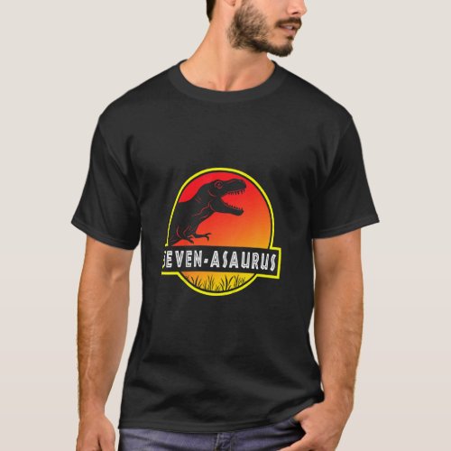 Kids 7th Birthday Seven Asaurus Dinosaur B Day 2  T_Shirt