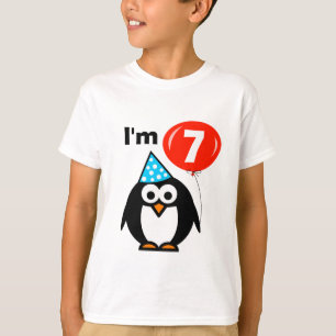 Kids 7th Birthday shirt with cute penguin cartoon