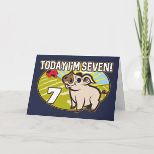 Kid's 7th Birthday Today I'm Seven! Cute Pig Card