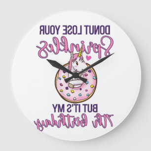 Kids 7th Donut Birthday Party Unicorn Seven Year O Large Clock