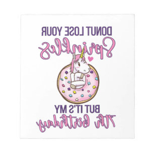 Kids 7th Donut Birthday Party Unicorn Seven Year O Notepad