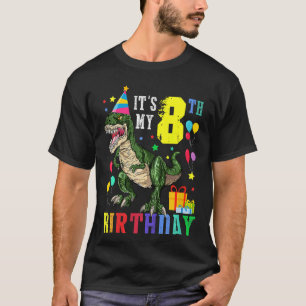 Kids 8 Year Old 8th Birthday Boy Rex Dinosaur Kids T-Shirt