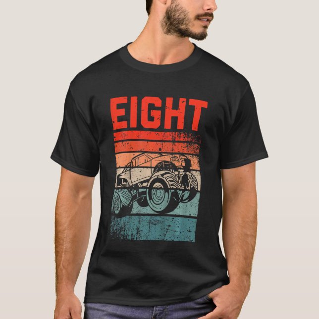 Kids 8 Year Old  8th Birthday Monster Truck Boys G T-Shirt (Front)