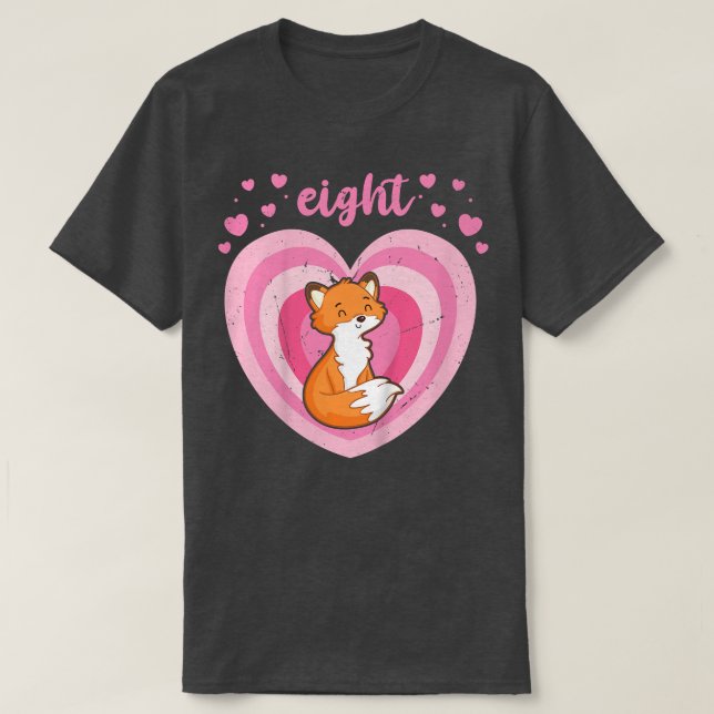 Kids 8 Year Old Cute Fox Birthday Girl 8th B-day T T-Shirt (Design Front)