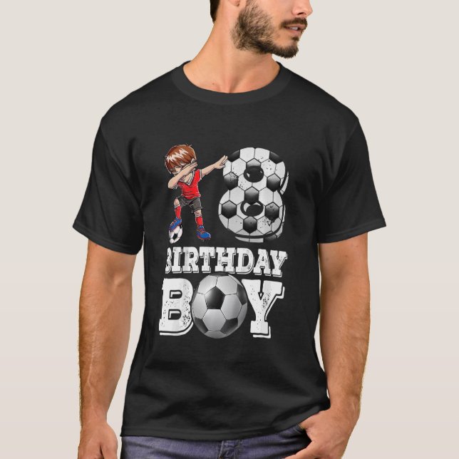 Kids 8 year old  Dabbing boy Soccer Player 8th bir T-Shirt (Front)