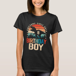 Kids 8 Year Old Dinosaur 8th Birthday Boy Awesome  T-Shirt