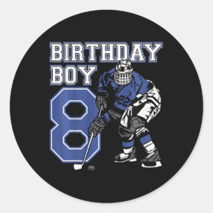 Kids 8 Year Old Ice Hockey Themed Birthday Party 8 Classic Round Sticker