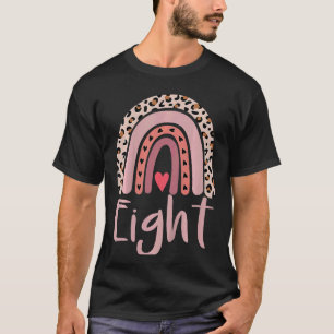 Kids 8 Year Old Leopard Rainbow Birthday Party Cut T-Shirt
