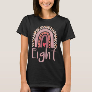 Kids 8 Year Old Leopard Rainbow Birthday Party Cut T-Shirt