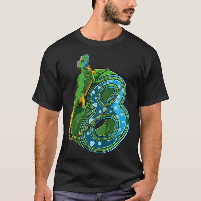 Kids 8 Year Old Lizard Reptile 8th Birthday Bday T-Shirt (Front)