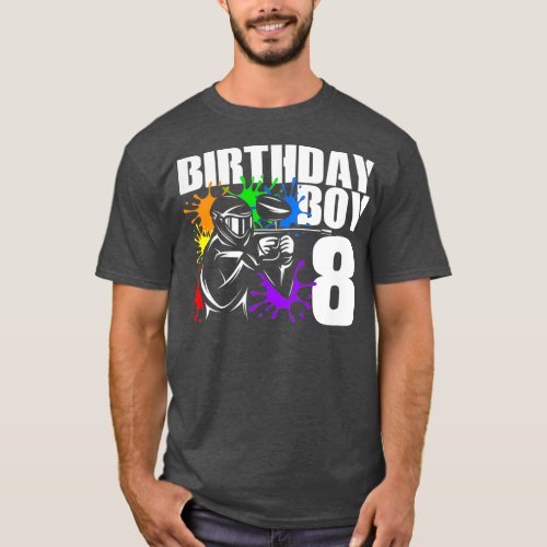 Kids 8 Year Old Paintball Birthday Party Boys T_Shirt