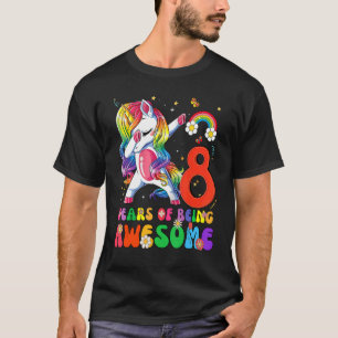 Kids 8 Years Old   8th Birthday Girl Princess Unic T-Shirt