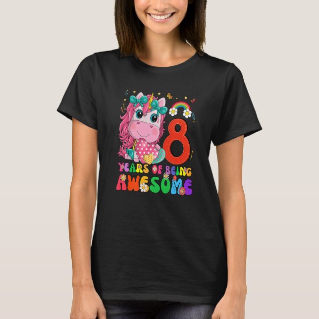 Kids 8 Years Old  8th Birthday Girl Princess Unico T-Shirt (Front)