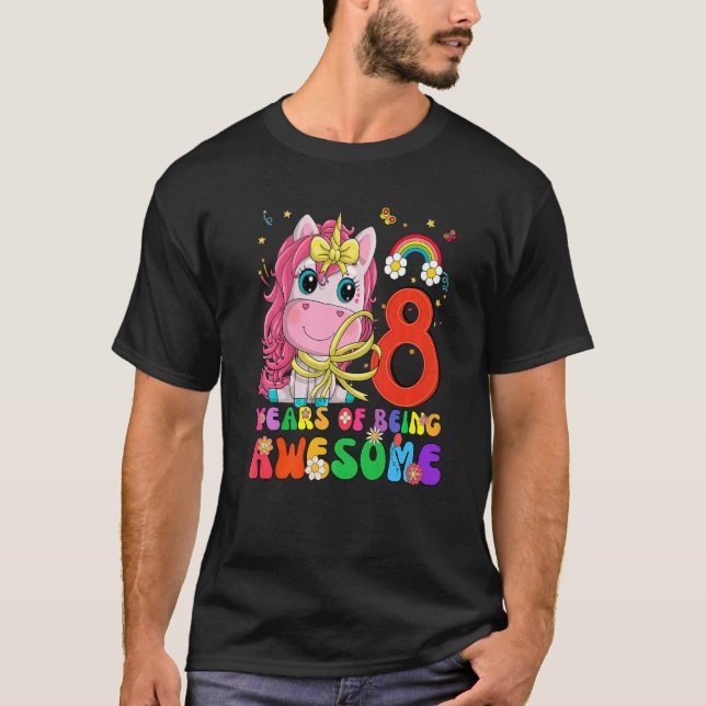Kids 8 Years Old  8th Birthday Girl Princess Unico T-Shirt (Front)