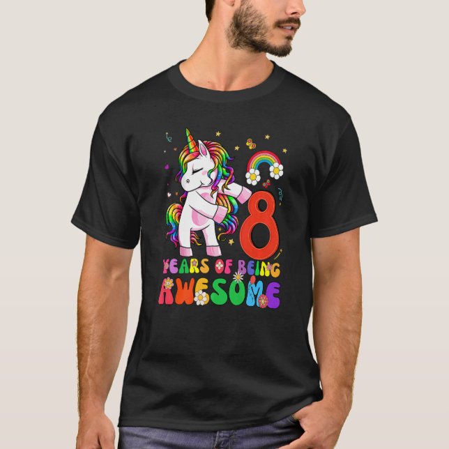 Kids 8 Years Old  8th Birthday Girl Princess Unico T-Shirt (Front)