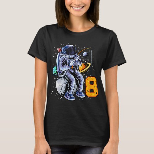 Kids 8 Years Old Birthday Boy Astronaut Gifts Spac T_Shirt