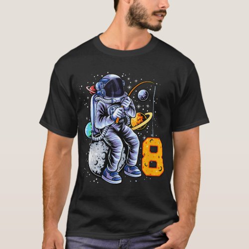 Kids 8 Years Old Birthday Boy Astronaut Gifts Spac T_Shirt