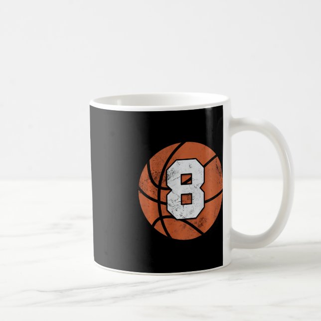 Kids 8 Years Old Birthday Kids Boys Girls Fun Bask Coffee Mug (Right)