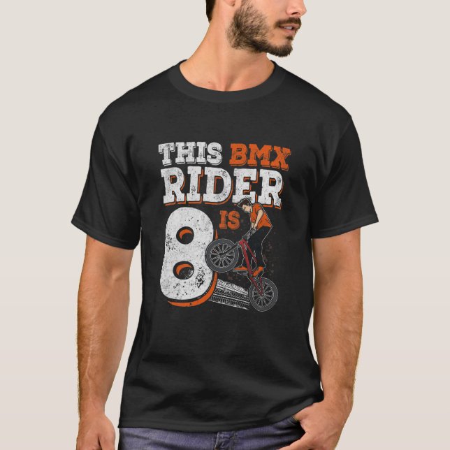 Kids 8 Years Old BMX 8Th Birthday BMX Biker Party T-Shirt (Front)