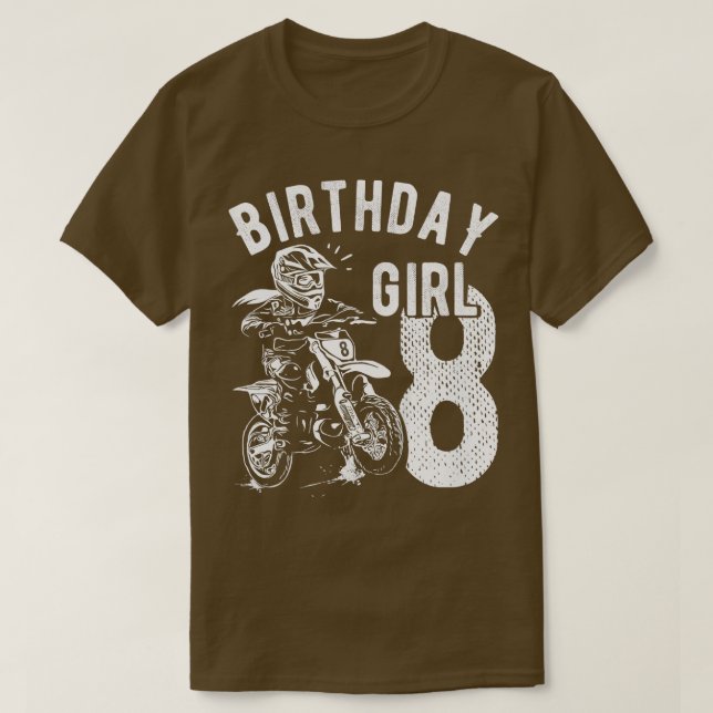 Kids 8 years old kid Birthday girls Dirt bike Moto T-Shirt (Design Front)