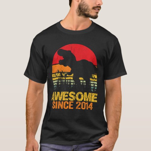 Kids 8th Birthday Boy Dinosaur Trex 8 Year Old Awe T_Shirt