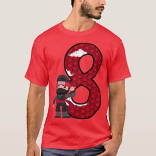 Kids 8th Birthday Boy Ninja 8 Years Ninja Costume T-Shirt
