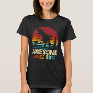 Kids 8th Birthday Dinosaur 8 Year Old Boy Kids Awe T-Shirt