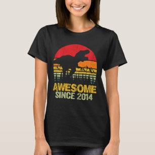 Kids 8th Birthday Dinosaur Trex Awesome Since 2014 T-Shirt