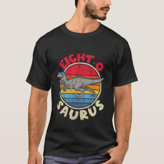 Kids 8Th Birthday Eight O Saurus I Velociraptor I T-Shirt