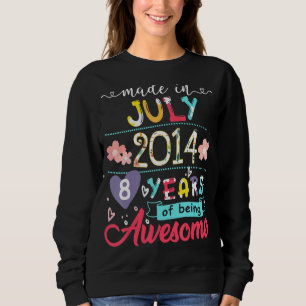 Kids 8th Birthday Floral For Girls Born In July Sweatshirt