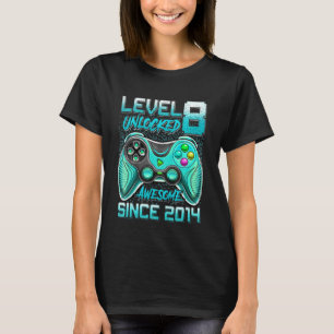 Kids 8th Birthday For Boys Level 8 Unlocked Aweso T-Shirt