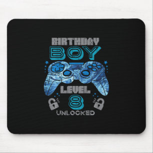 Kids 8th Birthday Gamer Level 8 Unlocked Video Gam Mouse Pad