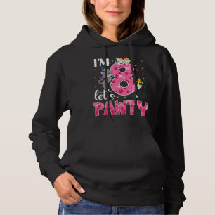 Kids 8th Birthday Girl Cute Cat Outfit 8 Years Old Hoodie
