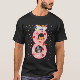Kids 8th Birthday Girl Cute Cat Outfit 8 Years Old T-Shirt