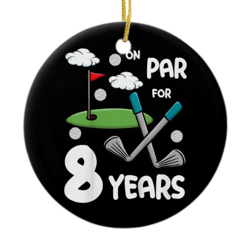 Kids 8th Birthday Golf Funny Golfer 8 Year Old Ceramic Ornament