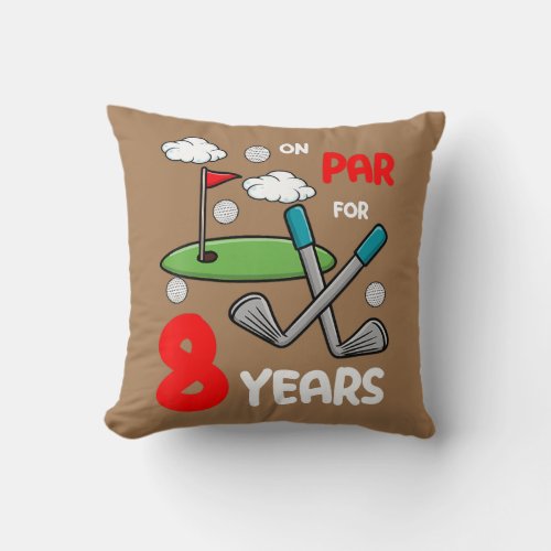 Kids 8th Birthday Golf Golfer Fun 8 year old boy Throw Pillow