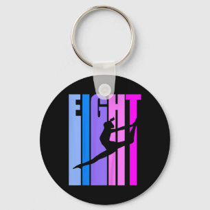 Kids 8th Birthday Gymnastics Girls Gymnast Dance D Keychain