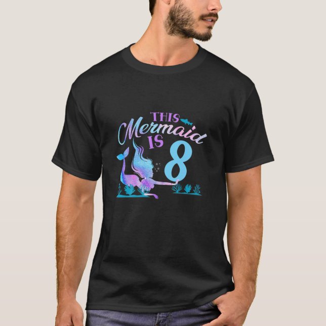 Kids 8Th Birthday Mermaid 8 Years Old Girl Cute Pa T-Shirt (Front)