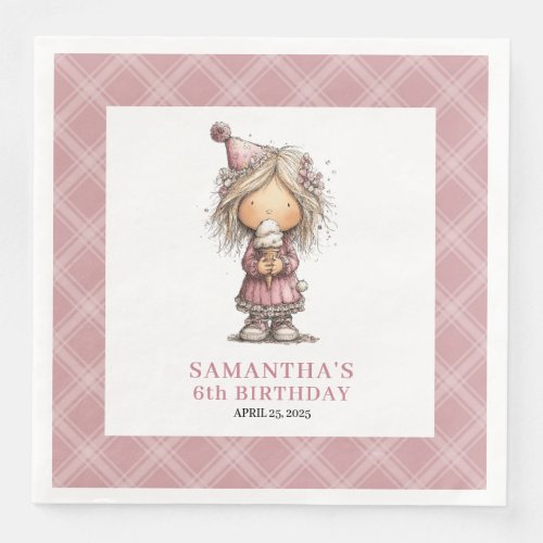 Kids 8th Birthday Party Funny Quirky Girl Napkins