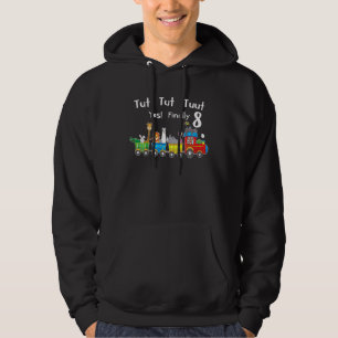 Kids 8th Birthday Party Train Zoo Animals Lion Tig Hoodie