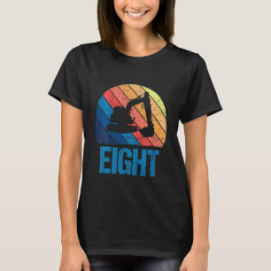 Kids 8th Birthday Retro Excavator Construction Veh T-Shirt