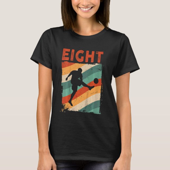 Kids 8th Birthday Retro Soccer 8 Years Old Boy Gir T-Shirt (Front)